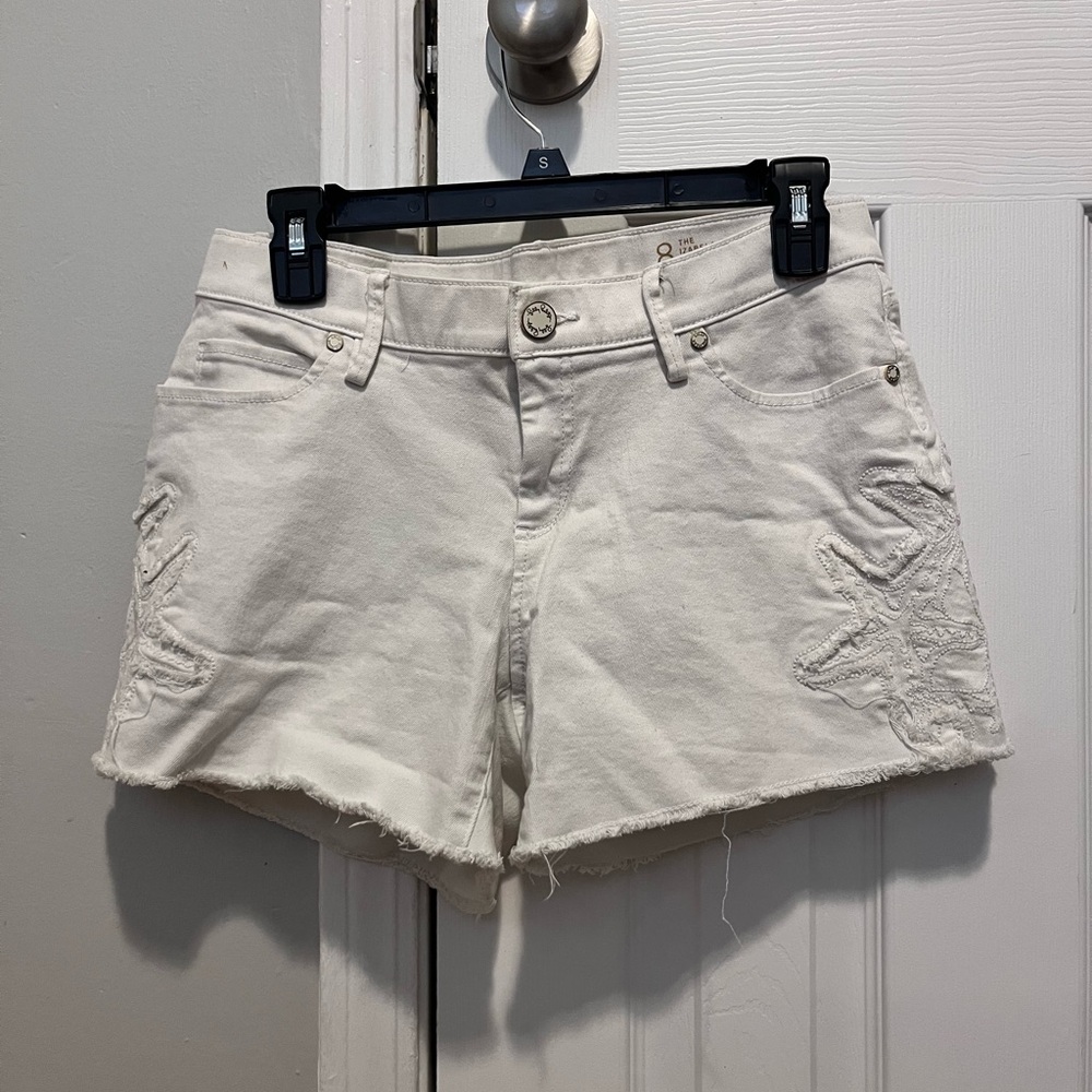 Lilly Pulitzer Cream Jean Shorts with Starfish Designs